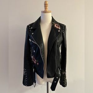 Free People x Blank NYC collab Embroidered Leather Jacket